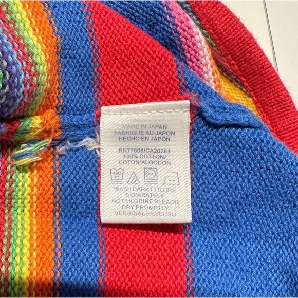 Vintage Y2K Rainbow Stripe Knit Sweater Tank Top V-Neck Made in Japan 2002 Large - Picture 10 of 12